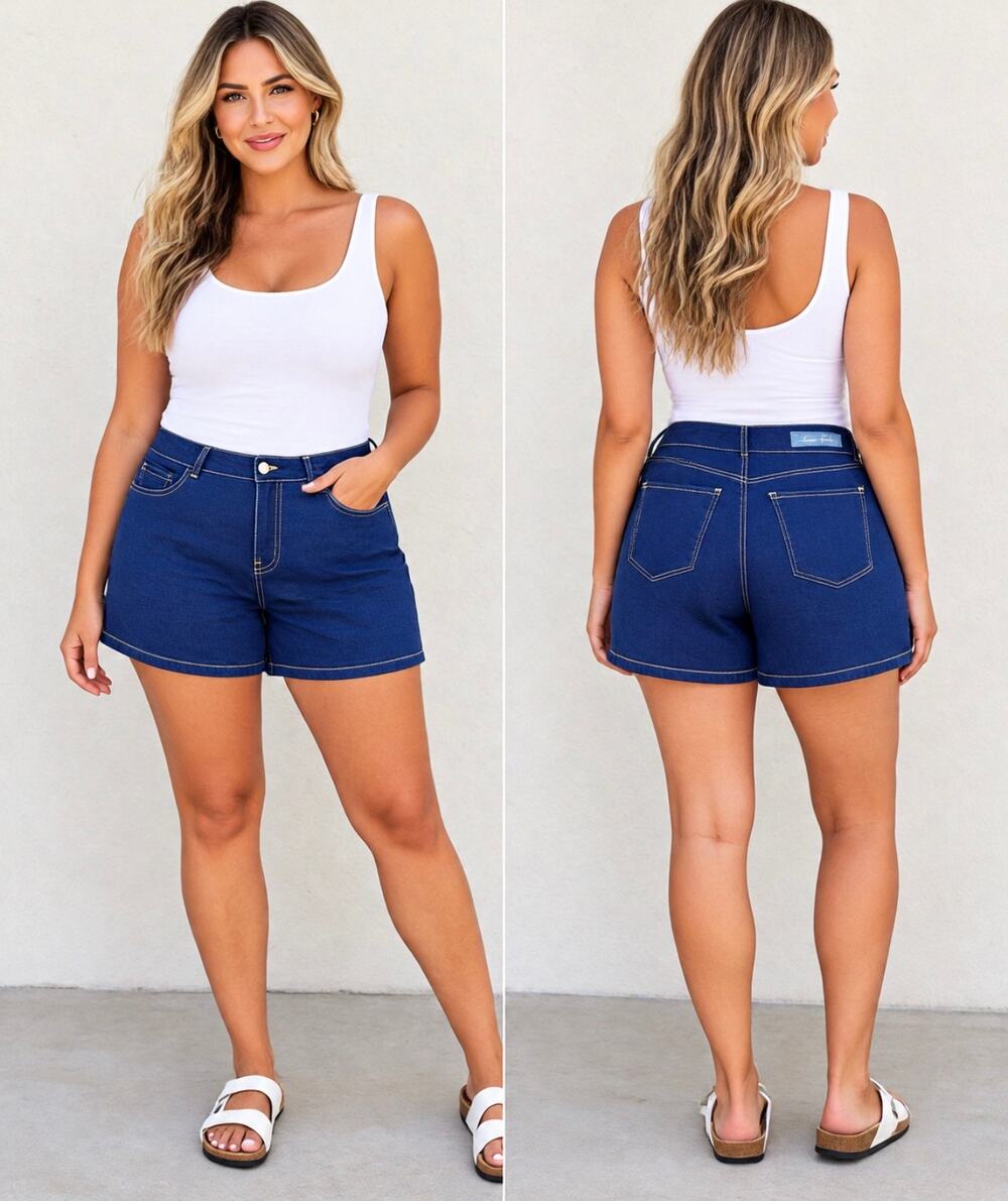 Copper Flash Curvy Mid Rise Denim Shorts 22W Dark Wash Stretch NWT